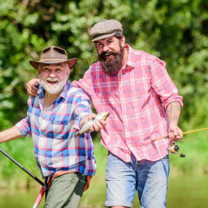 two old guys doing fishing