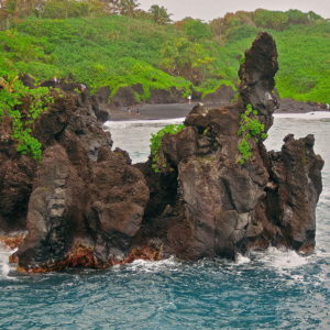 Lava Cliffs at Waianapanapa State Park in Hana, Hawaii